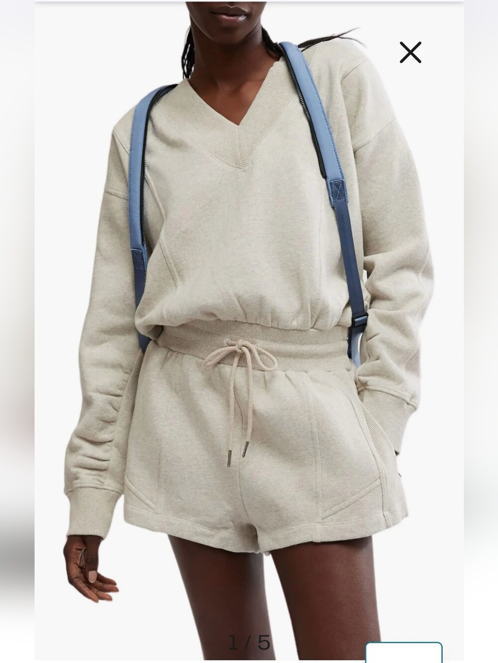 Free People FP Movement Intercept Romper Sz L $128 Heater Grey